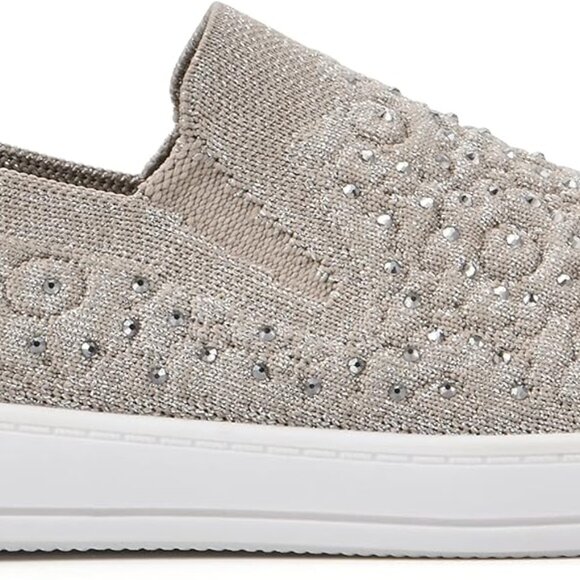 Women's Sneakers Gold Textile Size 9 Cushioned Insole Breathable Flats - Picture 4 of 8